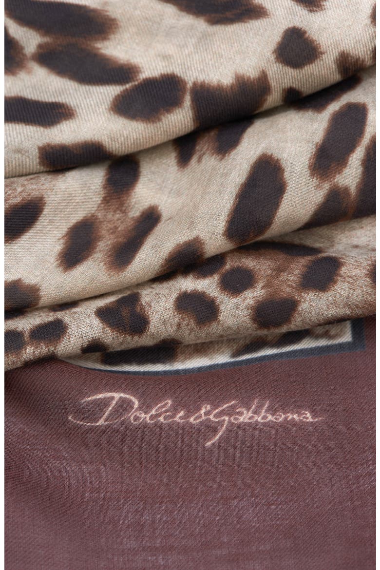 Leopard Print Signature Border Scarf, Alternate, color, LIGHT BROWN PRINT