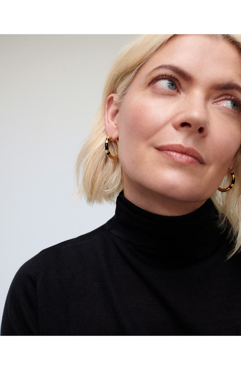 Monica Vinader x Kate Young Onyx Hoop Earrings, Alternate, color, 