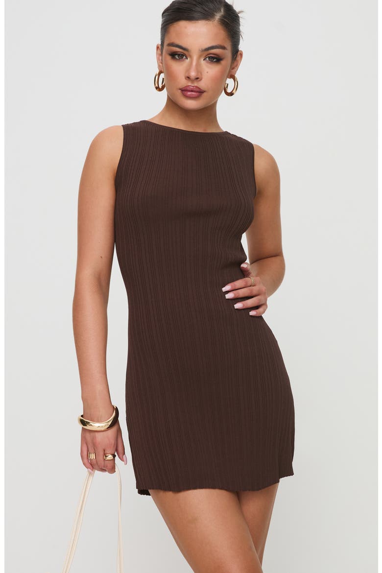 Mayok Open Back Rib Minidress, Alternate, color, BROWN