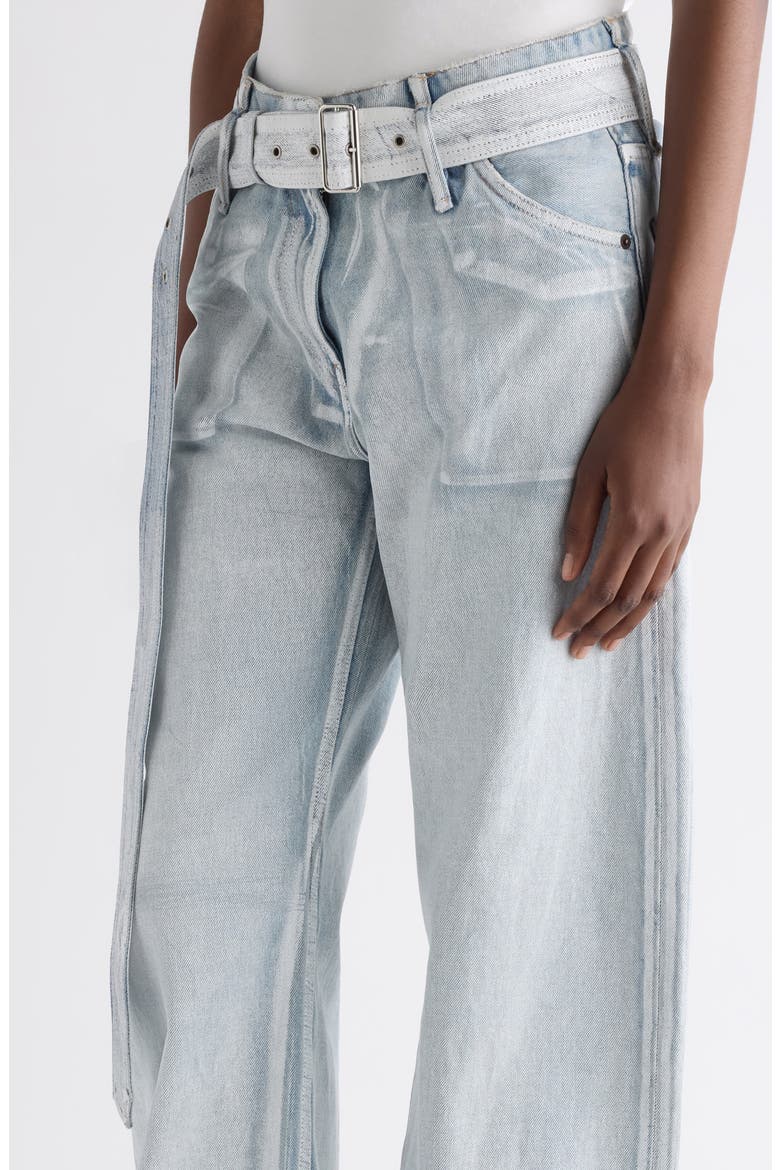 Belted Wide Leg Jeans, Alternate, color, BLUE/ WHITE