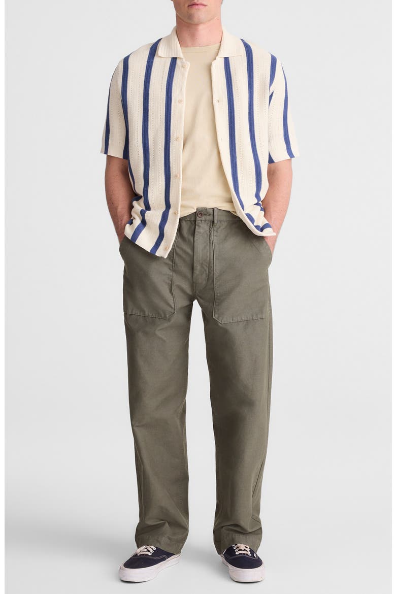 Stripe Button-Up Cotton Sweater Polo, Alternate, color, SAND STRIPE