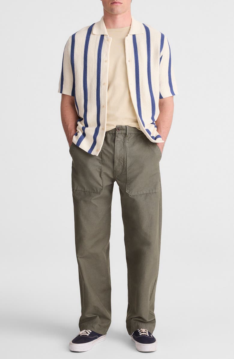 Madewell Stripe Button-Up Cotton Sweater Polo, Alternate, color, Sand Stripe