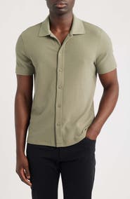 Vince Grid Waffle Knit Button-Up Shirt