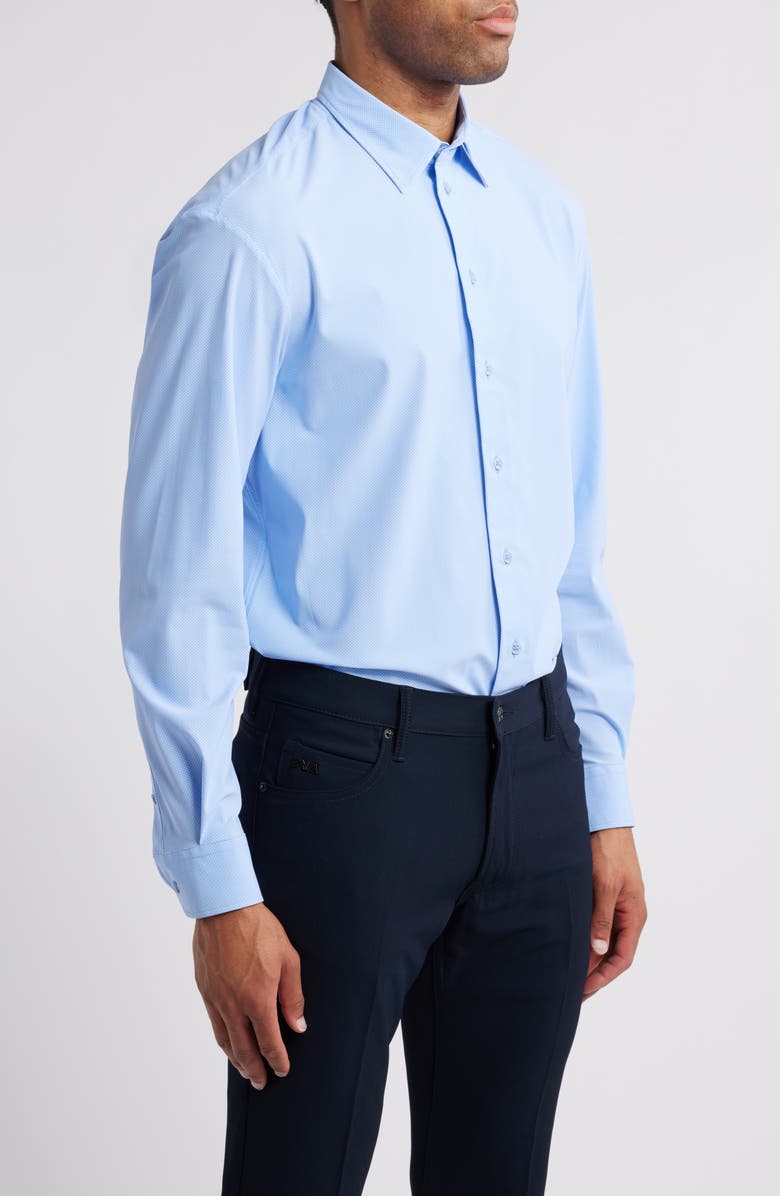 Emporio Armani Microprint Knit Button-Up Shirt, Alternate, color, 