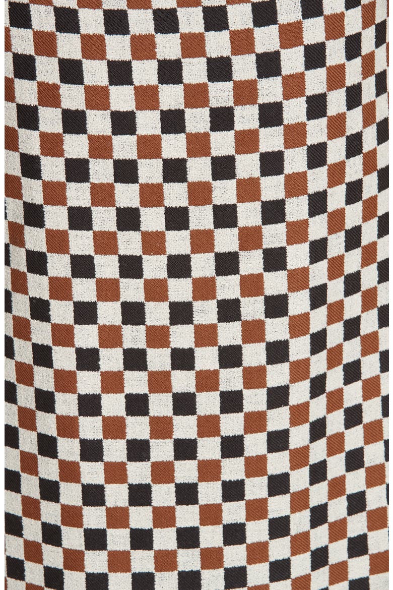Leather Trim Pleated Skirt, Alternate, color, BROWN