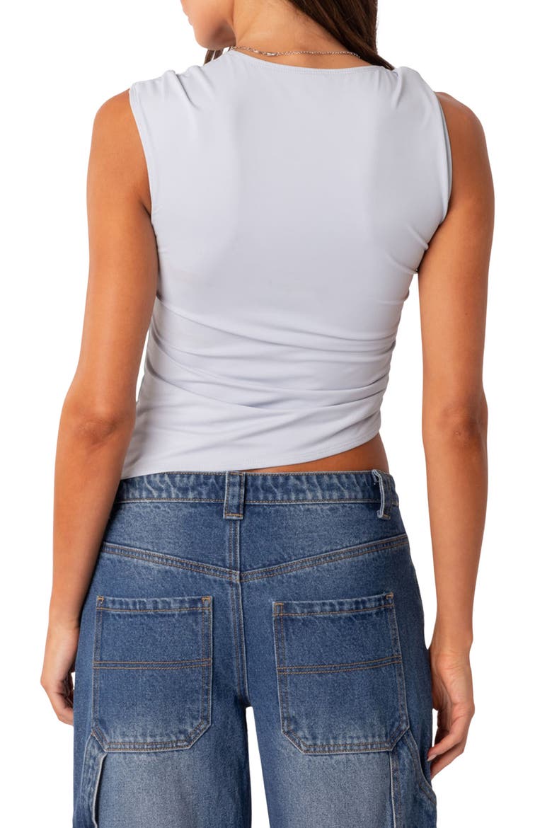 Tanya Ruched Asymmetric Tank, Alternate, color, BLUE