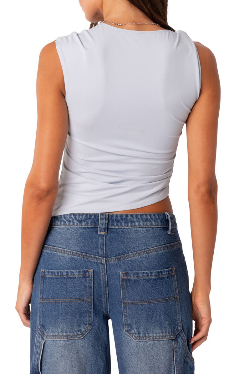 EDIKTED Tanya Ruched Asymmetric Tank, Alternate, color, Blue