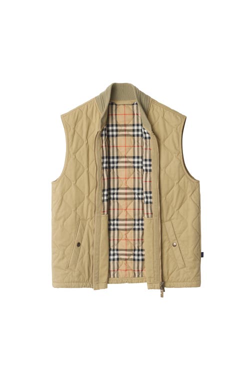 Burberry Quilted Gabardine Gilet In Brown