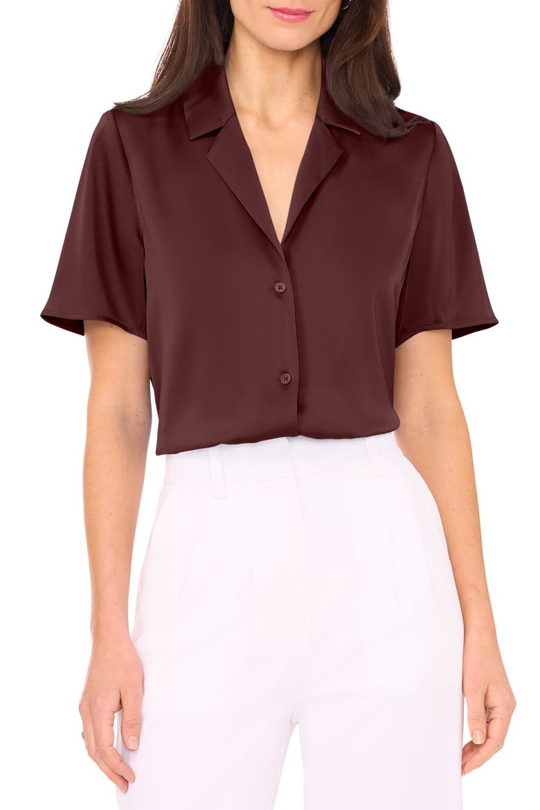 Short Sleeve Button-Up Camp Shirt, Main, color, SPICED APPLE