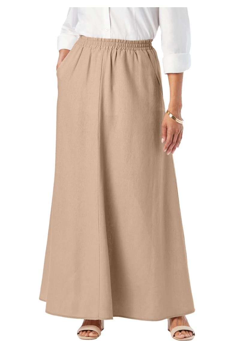 Linen Maxi Skirt, Main, color, NEW KHAKI