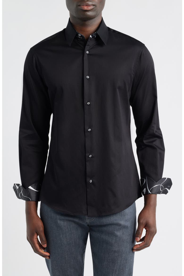 Sinai Collection Luxe Cotton Dress Shirt, Main, color, BLACK
