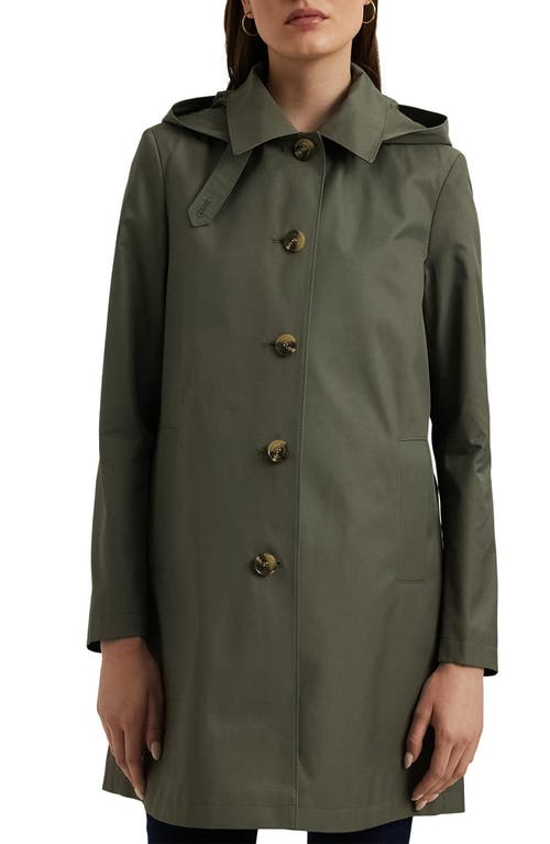 Ralph Lauren Lauren Balmacaan Hooded Raincoat In Green