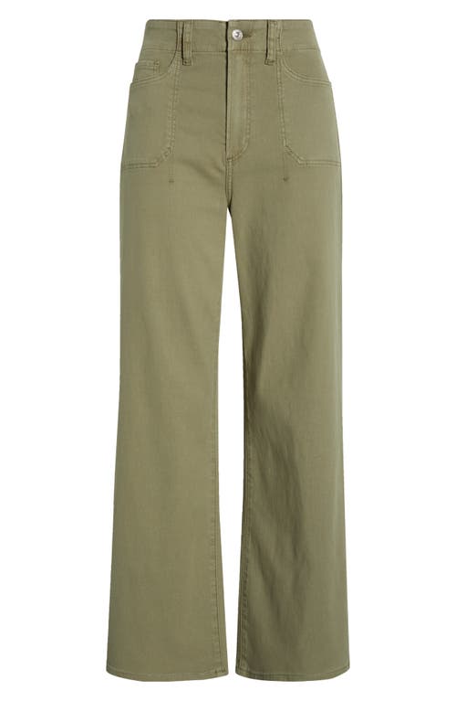Paige Anessa High Waist Wide Leg Utility Jeans In Green