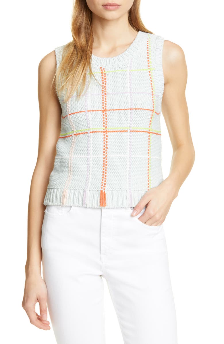 Alice + Olivia Rosalina Sleeveless Cotton Blend Sweater, Main, color, 