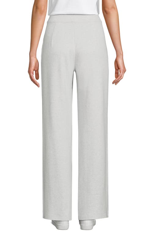 Lands' End Knit High Rise Pleated Wide Leg Pants In Soft Light Gray Heather