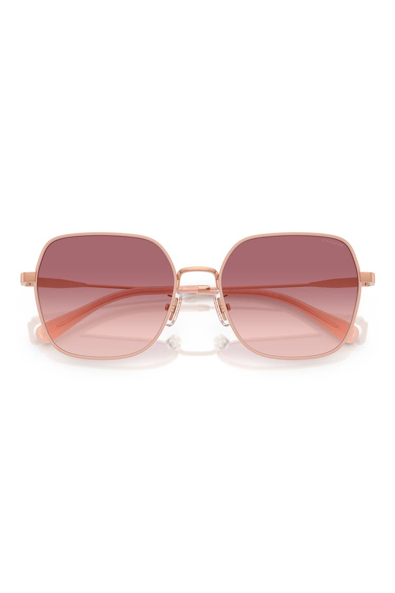 57mm Irregular Round Sunglasses, Alternate, color, SHINY ROSE GOLD / VIOLET PINK