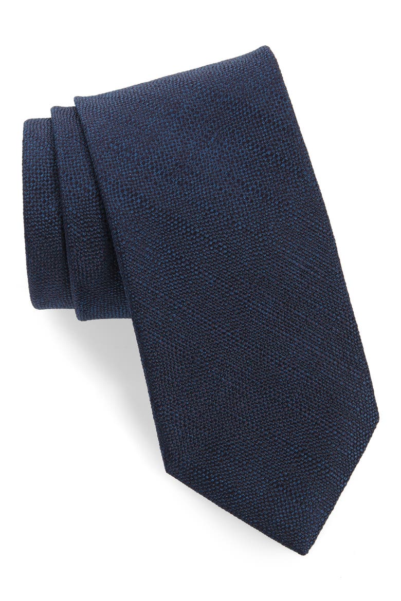 Solid Silk Tie, Main, color, NAVY