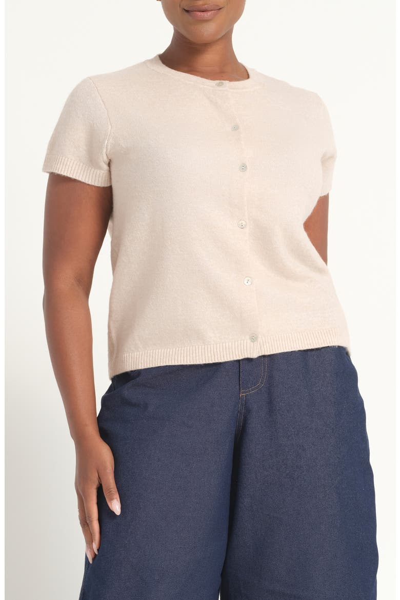 Airlie Short Sleeve Cardigan, Main, color, CREAM MARLE