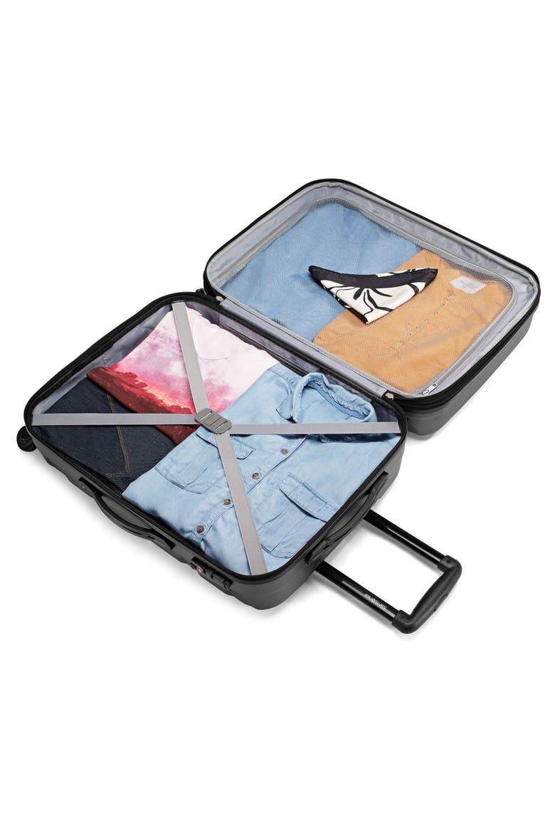 Omni PC Hardside Expandable 24" Medium Checked Spinner Luggage, Alternate, color, Black