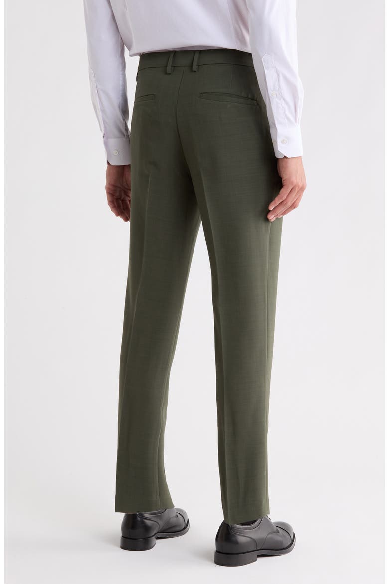 Reaction Crosshatch Flat Front Trousers, Alternate, color, DARK GREEN