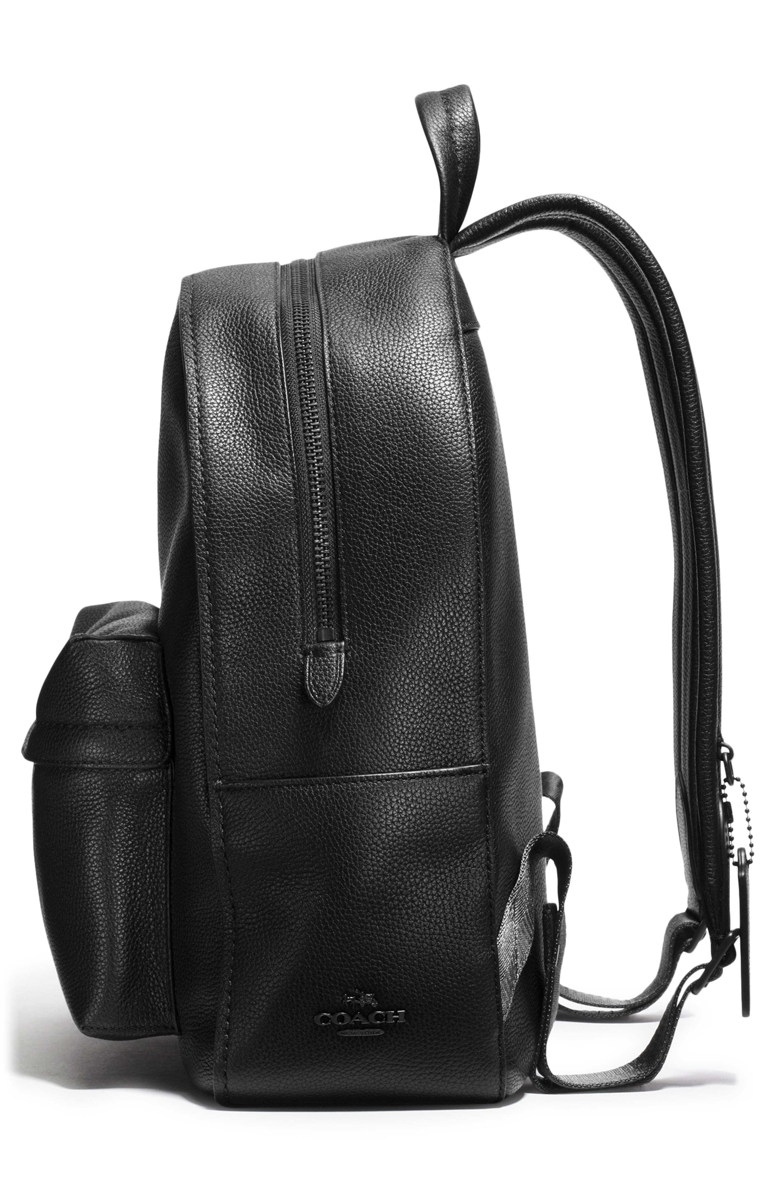 COACH Leather Backpack, Alternate, color, 