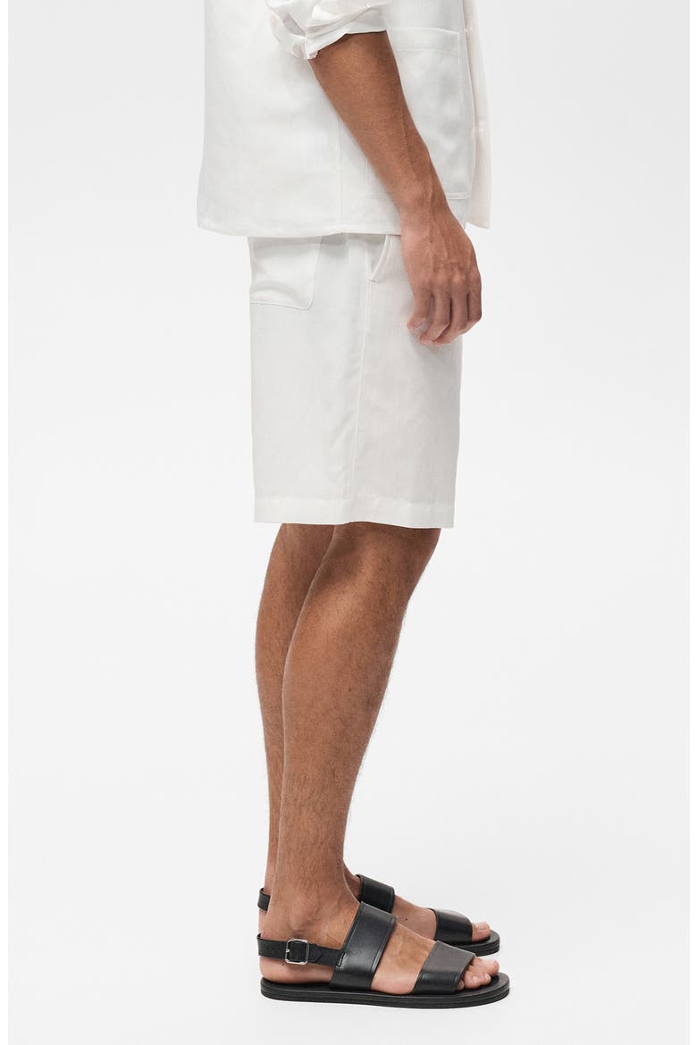 Slim Fit Lyocell & Linen Bermuda Shorts, Alternate, color, OFF WHITE