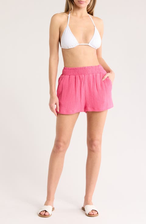 Smocked Cotton Gauze Shorts