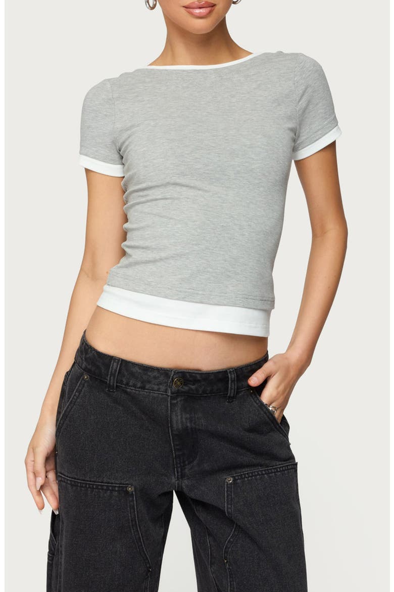 Julietta Layered Scoop Back T-Shirt, Main, color, GRAY-MELANGE