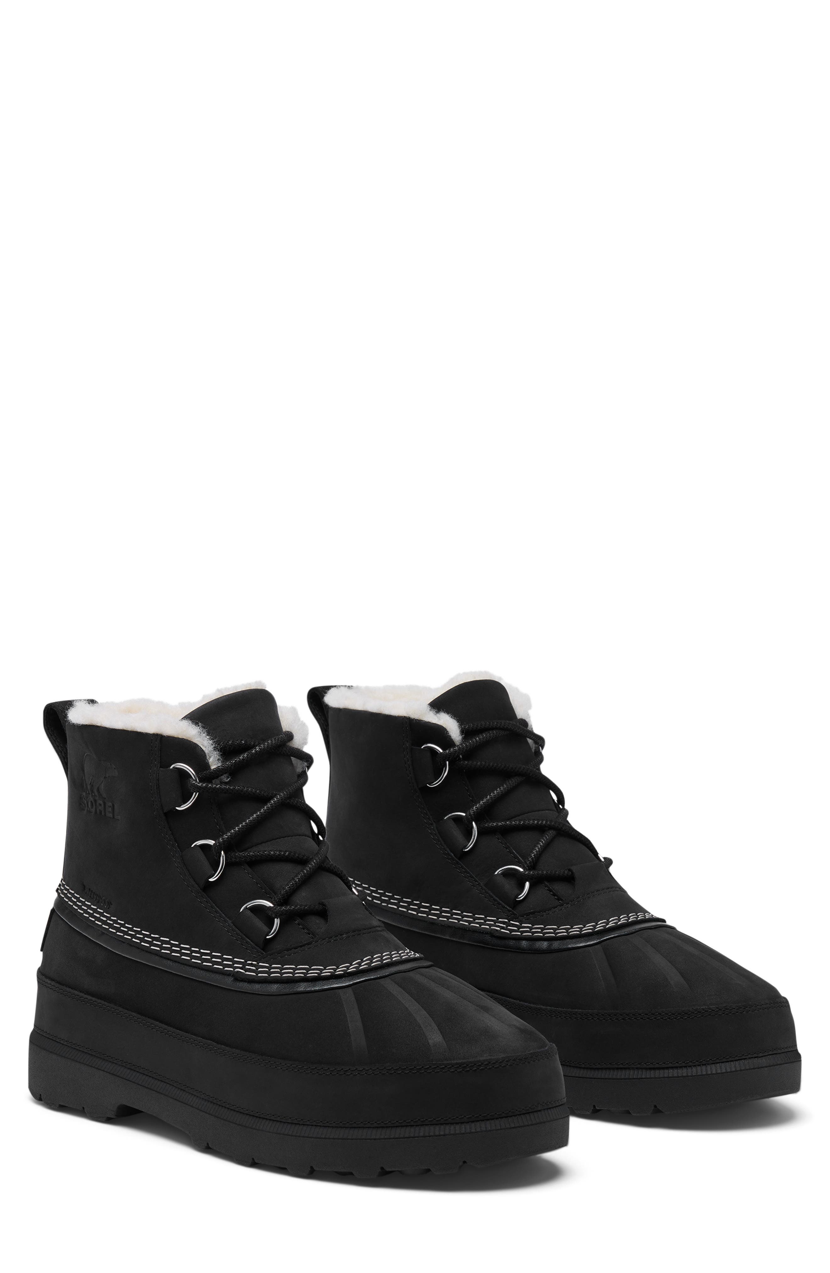 Ambler Fireside Faux Shearling Lined Chukka Waterproof Leather Boot, Alternate, color, BLACK/ DARK STONE