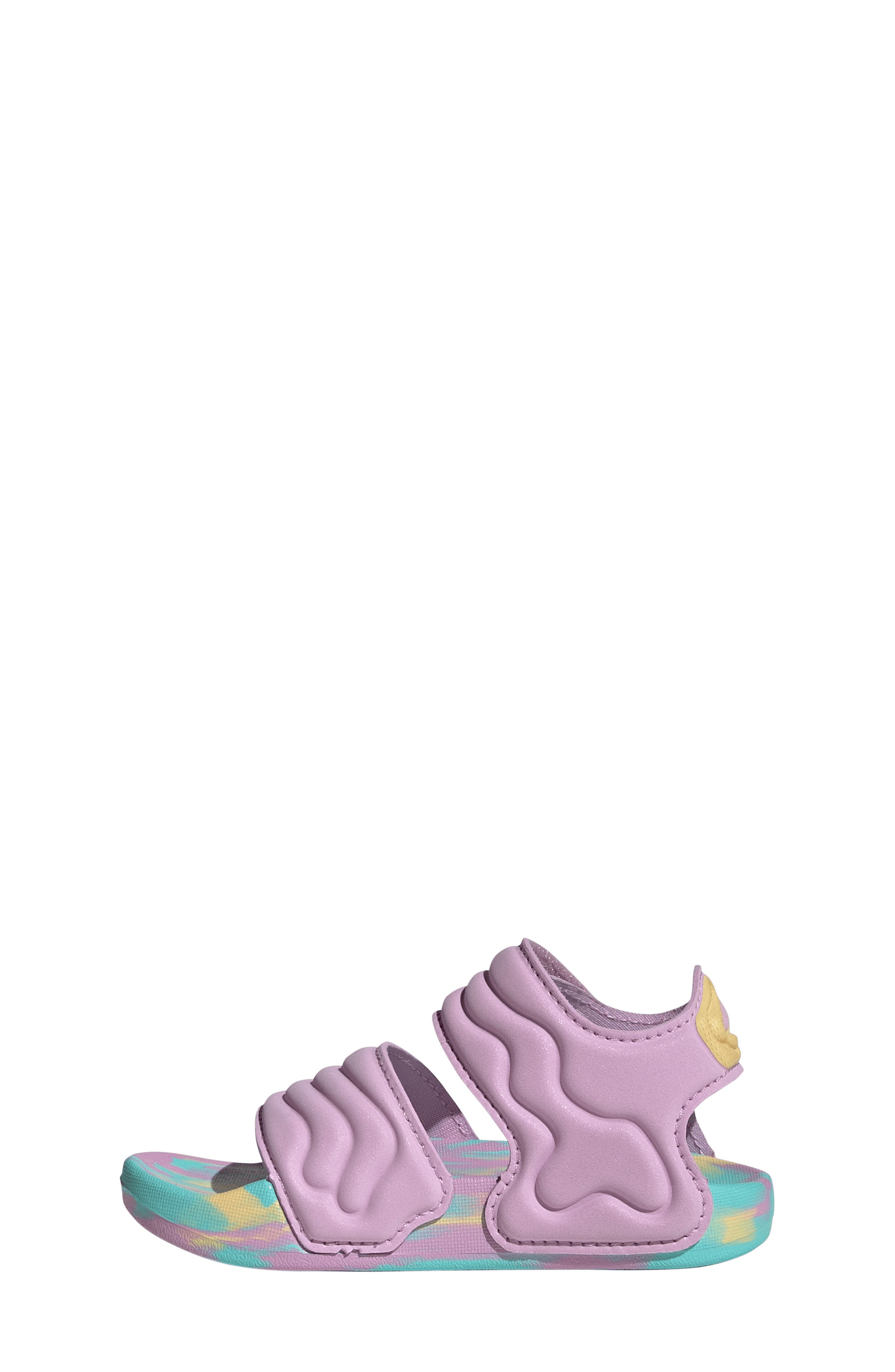 Kids' Adilette Sandal, Alternate, color, LILAC/ ORANGE / AQUA