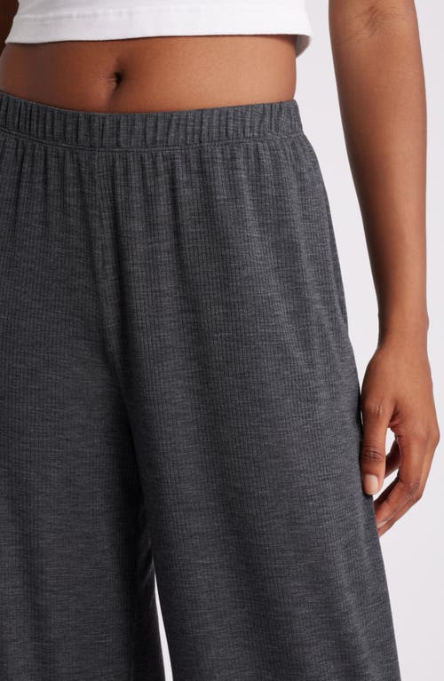 Open Edit Dreamy Rib Wide Leg Pajama Pants In Gray