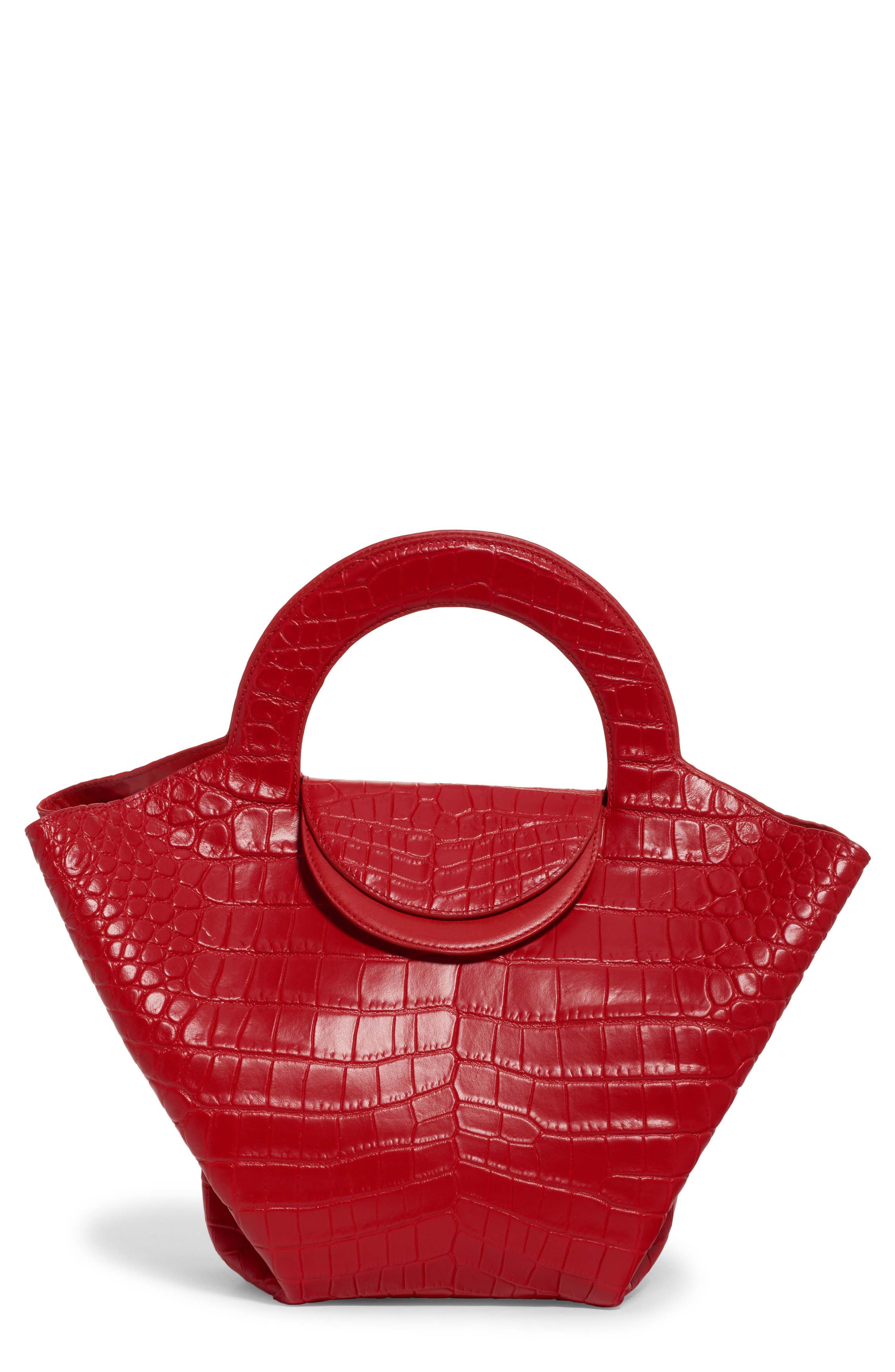 Bottega Veneta Skypper Croc Embossed Leather Tote, Main, color, 
