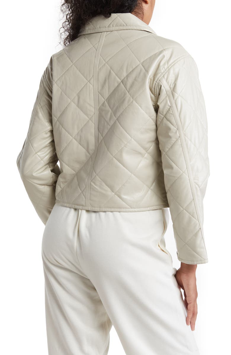 Noize Cropped Quilted Faux Leather Jacket, Alternate, color, Bone