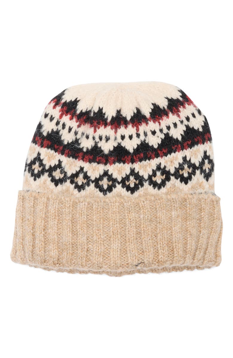 Vince Camuto Brushed Fair Isle Beanie, Main, color, Camel