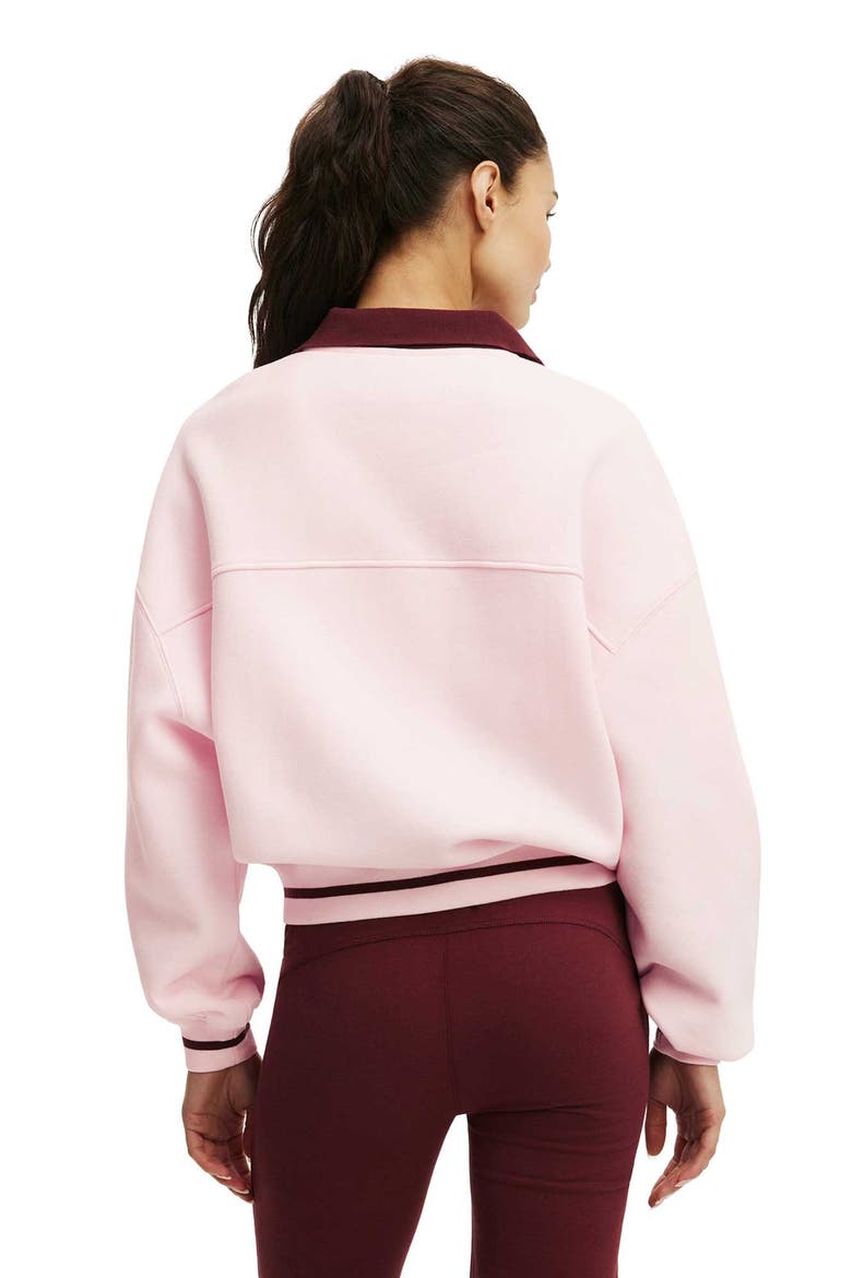 Women's Active Plush Oversized Rugby Sweatshirt, Alternate, color, Cherry Dream
