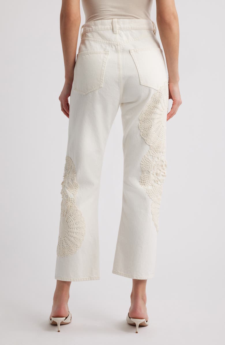 FRAME The Vertical Crochet High Waist Crop Relaxed Straight Leg Jeans, Alternate, color, Au Natural Clean