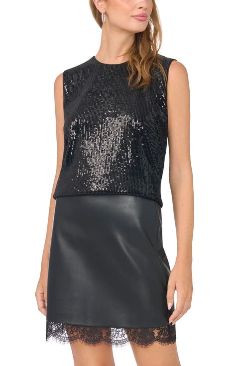 Asymmetrical Neck Sequin Top