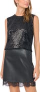 Vince Camuto Asymmetrical Neck Sequin Top