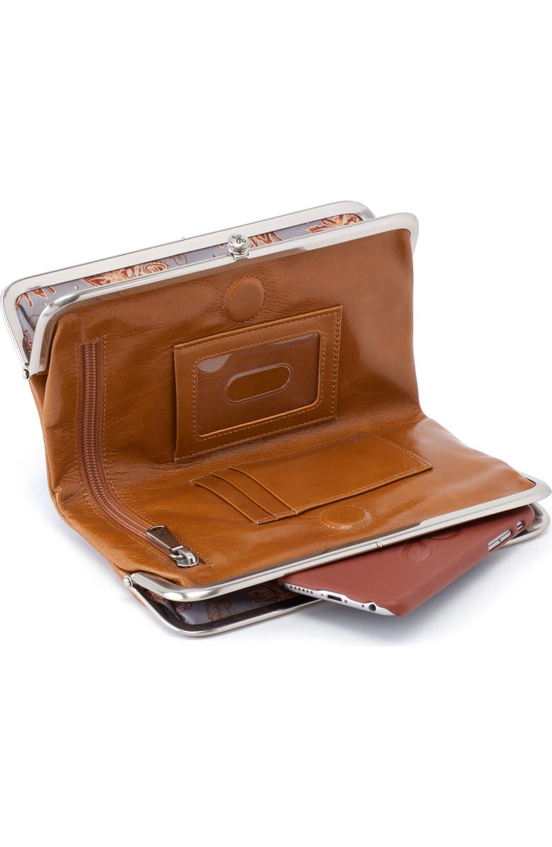 HOBO Lauren Leather Double Frame Clutch, Alternate, color, Truffle