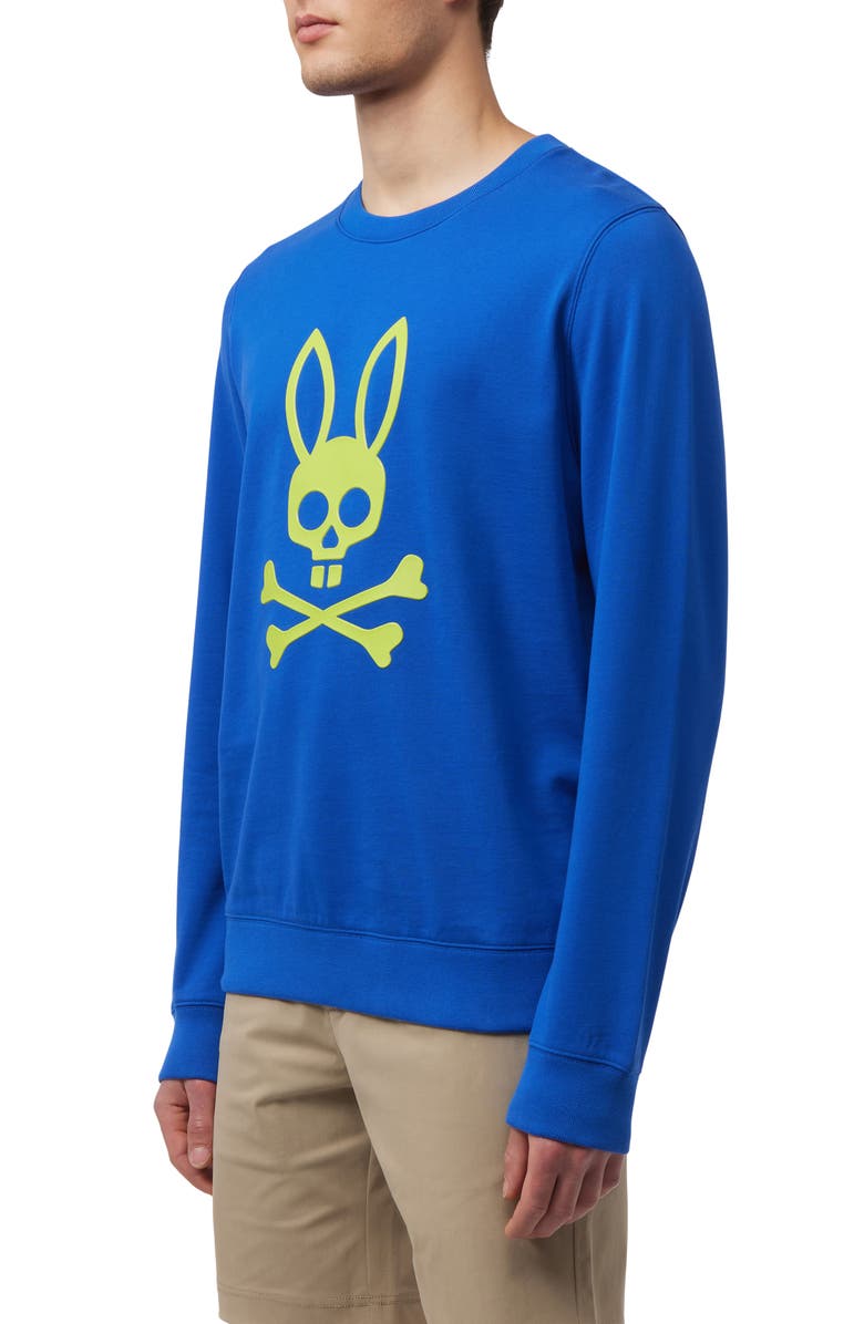 Psycho Bunny Posen Puff Logo Cotton French Terry Graphic Sweatshirt, Alternate, color, Surf The Web