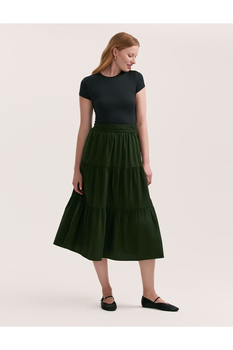 Harleen Cotton Midi Tiered Skirt, Alternate, color, Dark Khaki