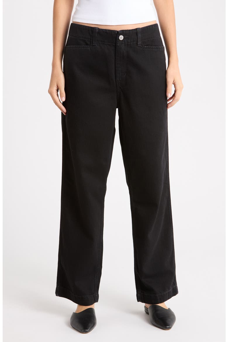 The Slacker High Waist Straight Leg Jeans, Main, color, BLACK STONE