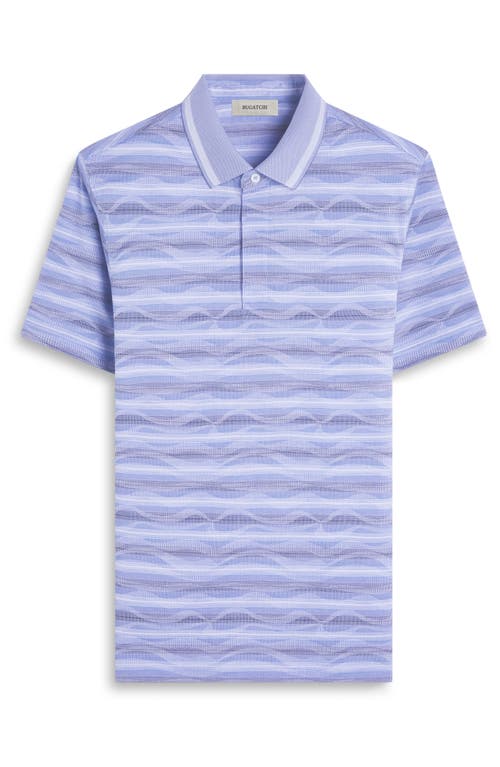 Bugatchi Wavy Stripe Cotton Polo In Classic Blue