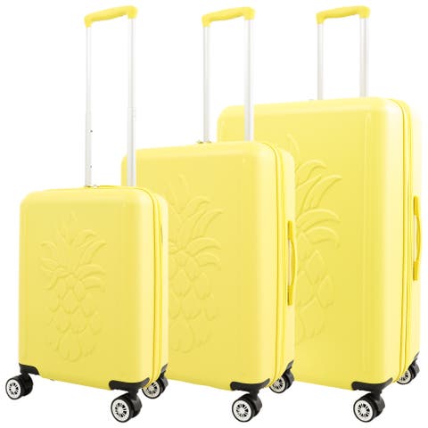 3-Piece Hardside Luggage Set with 3D Pineapple 30", 26" & 21.5" Spinner Suitcases