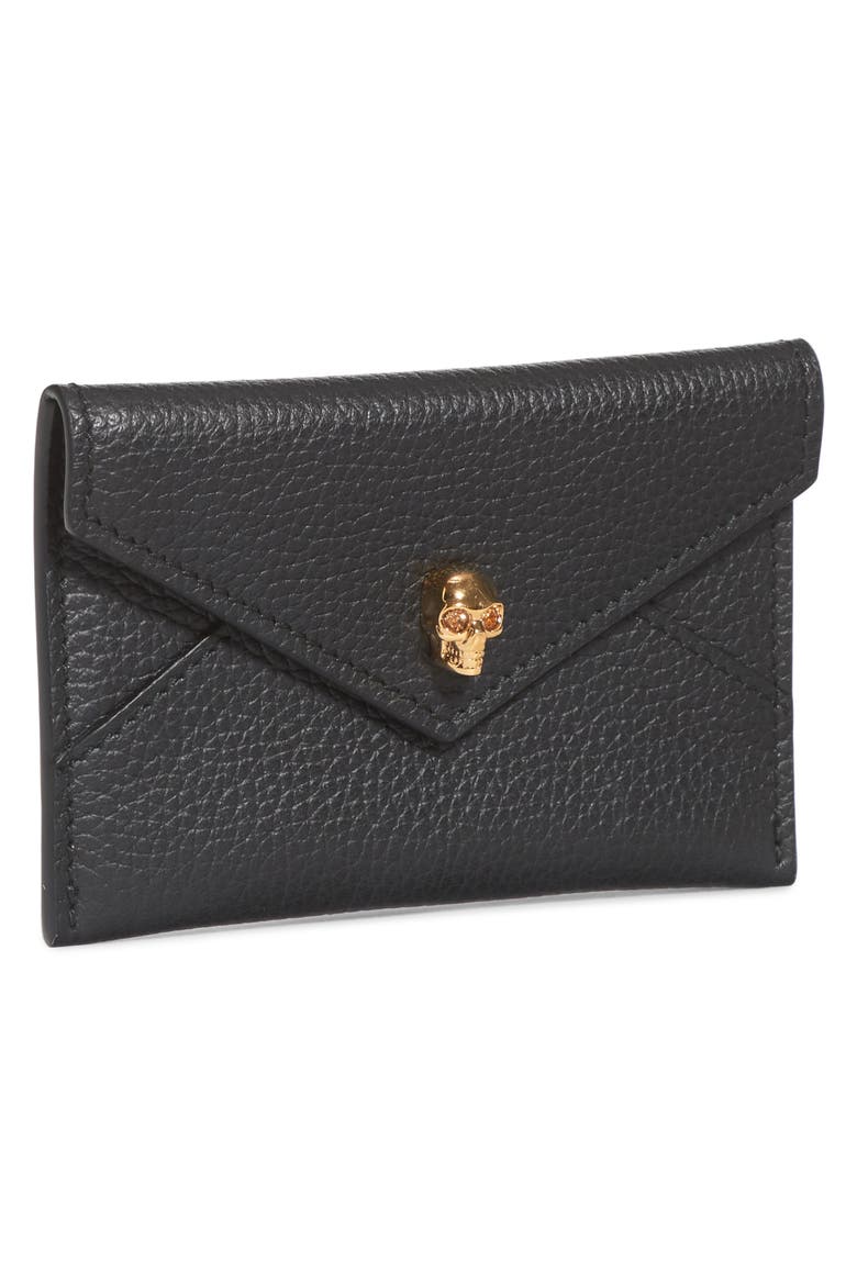 Alexander McQueen Envelope Card Holder, Alternate, color, BLACK