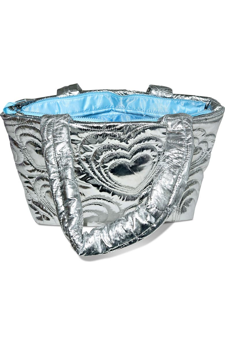 Iscream Kids' Shining Hearts Quilted Tote Bag, Alternate, color, Silver