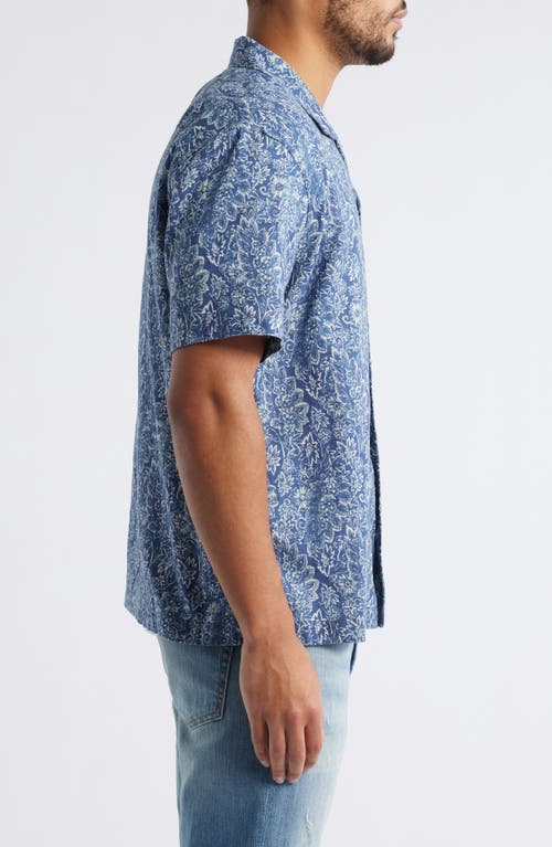 Treasure & Bond Linen & Cotton Camp Shirt In Blue