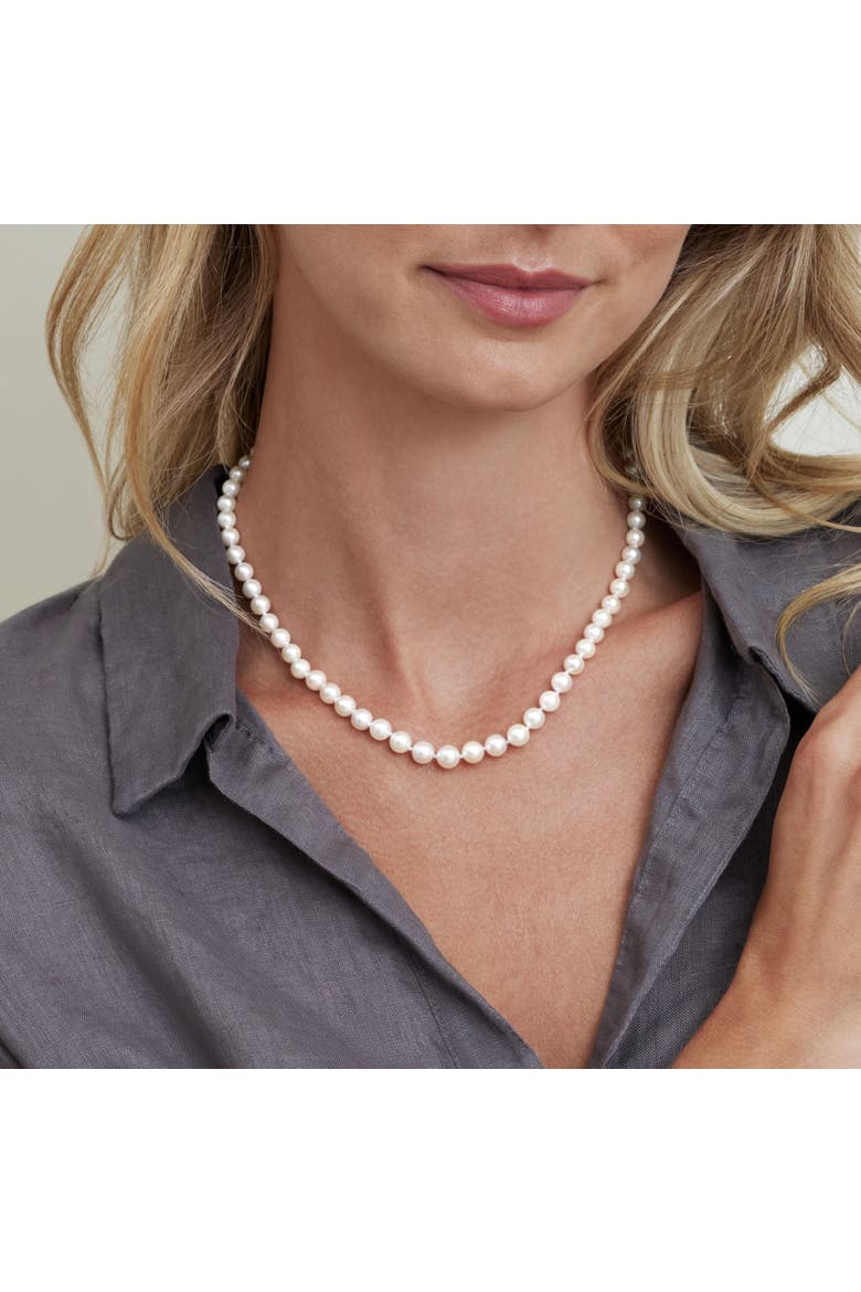 5.0-7.0mm Japanese Akoya White Graduated Pearl Necklace, Main, color, Sterling Silver Clasp