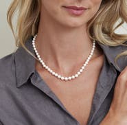 The Pearl Source 5.0-7.0mm Japanese Akoya White Graduated Pearl Necklace