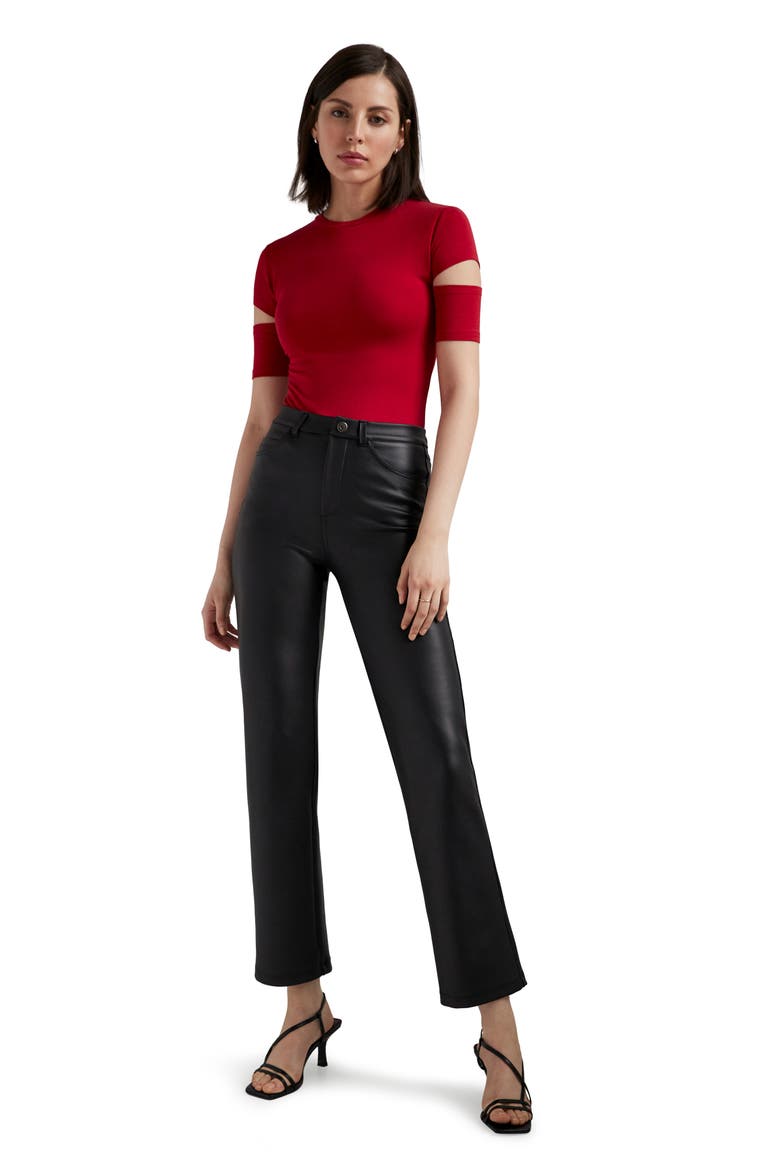 Esme Cutout Sleeve Top, Alternate, color, RED
